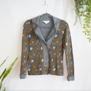 Anthropologie Knit Lapel Collar Cardigan Patterned